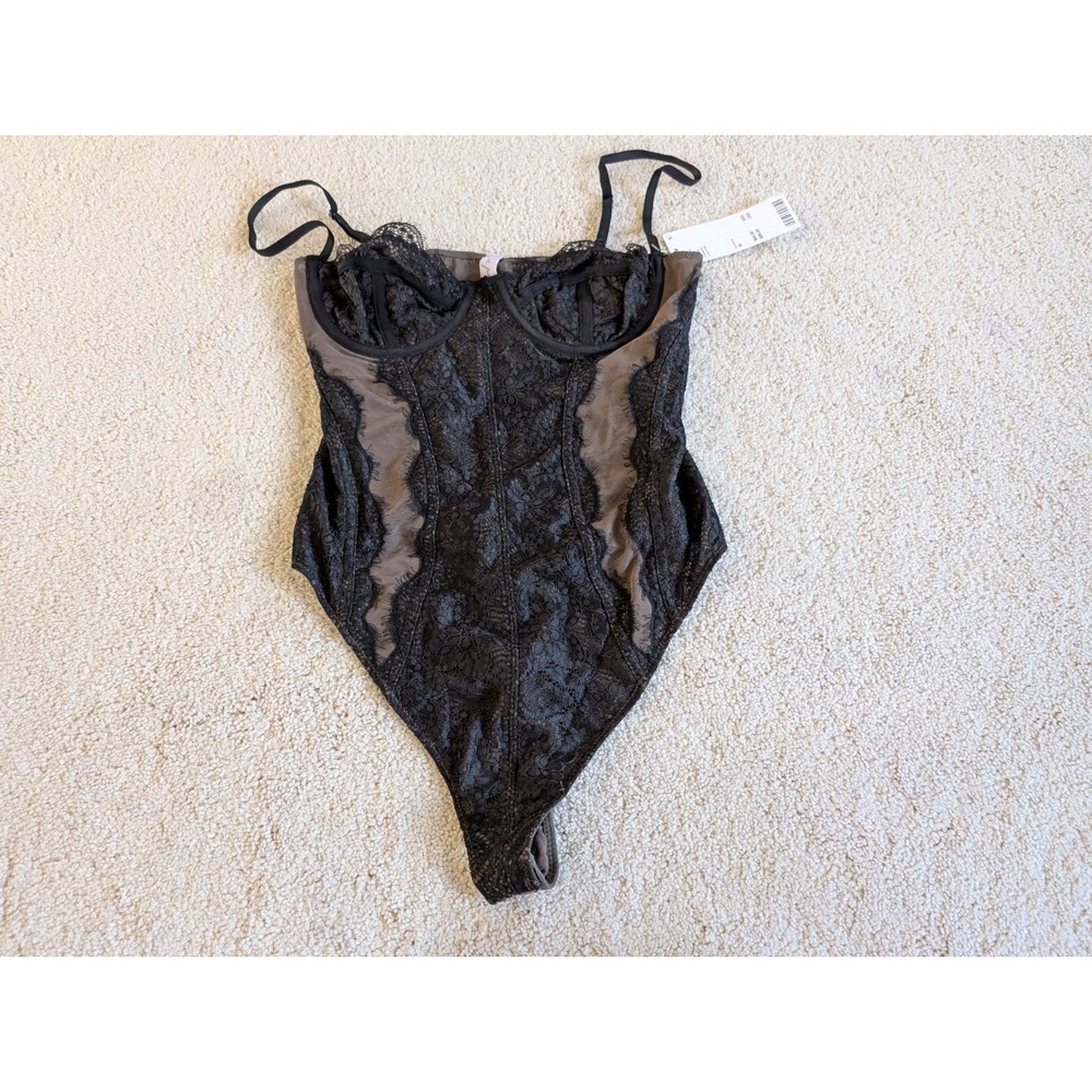 Urban Outfitters Out from Under Black Lace One Piece Swimsuit NWT Med Bodysuit